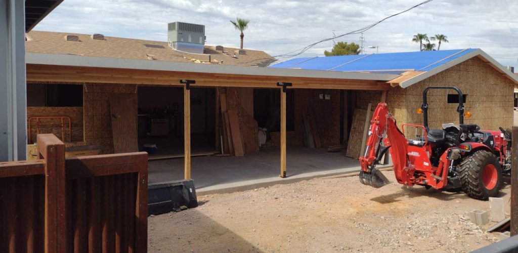 Framing of a home addition in Scottsdale Arizona.